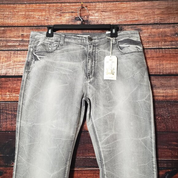 NWT Iris Jeans Size 20 Gray Marbled Distressed Stretch Denim Slim Fit - Picture 8 of 15